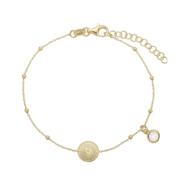 Kranz & Ziegler forgyldt Sterling sølv Sunshine Coin armbånd